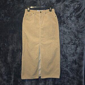 Vintage Tan Corduroy OLD NAVY  Long Jean Style Skirt with Slit in Middle  Size 2